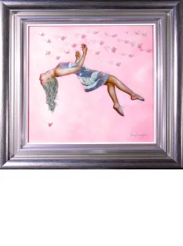 One Thousand Paper Cranes - Silver-Blue Frame - Framed