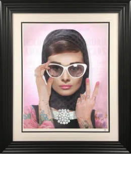 Peace, Love & Audrey (Colour) Tattoo - Black Framed