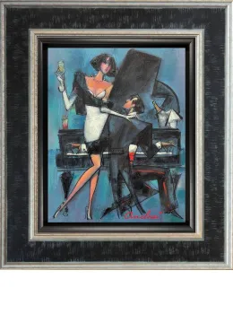 Piano Bar - Original - Black Framed