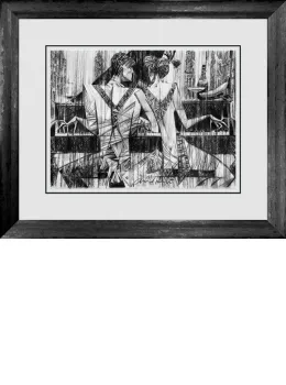 Piano Bar (B&W) - Sketch - Limited Edition - Black Framed