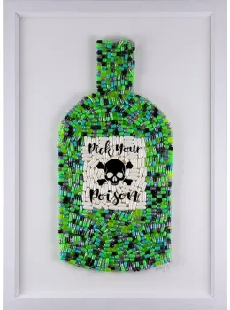 Pick Your Poison - Green On White Background - Original - White Framed