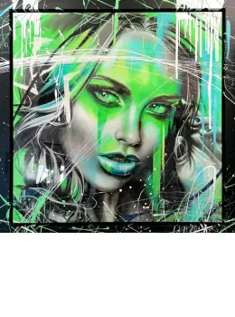 Poison Ivy - Unique Edition - Paint Splatter Framed - Framed Box Canvas