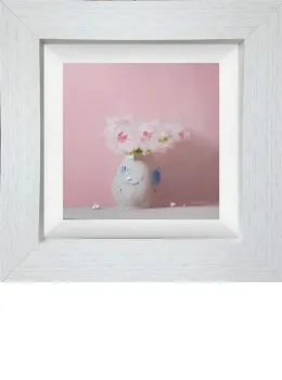Potted Pinks - Original - White Framed