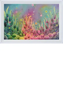 Rainbows Blossoming - Original - White Framed