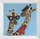 Reaching New Heights (Giraffes) - Original - White Framed