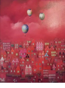 Red Skies - On Canvas - Unstretched Canvas