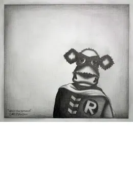 Robin-Moo - Original Sketch - Black Framed