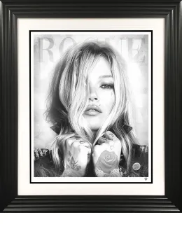 Rock Star Rogue (Black & White) - Artist Proof Black Framed