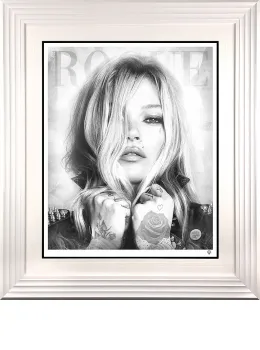 Rock Star Rogue (Black & White) - Artist Proof White Framed