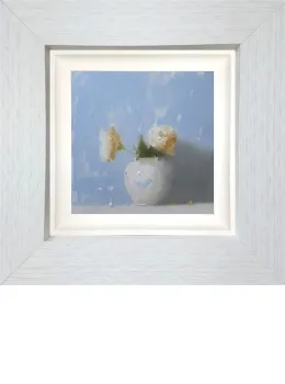 Roses In Blue - Original - White Framed