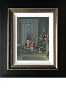 Santa On His Way - Canvas - Black Framed
