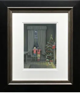 Santa On His Way - Paper - Black Framed