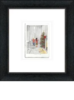 Santa On His Way - Sketch - Black-Grey Framed
