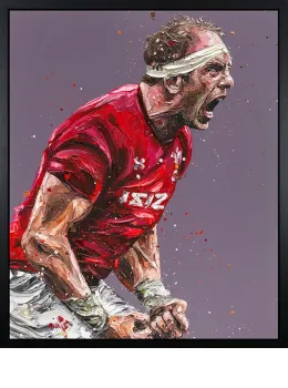 Screaming At The English (Alun Wyn Jones) - Canvas - Black Framed - Framed Box Canvas