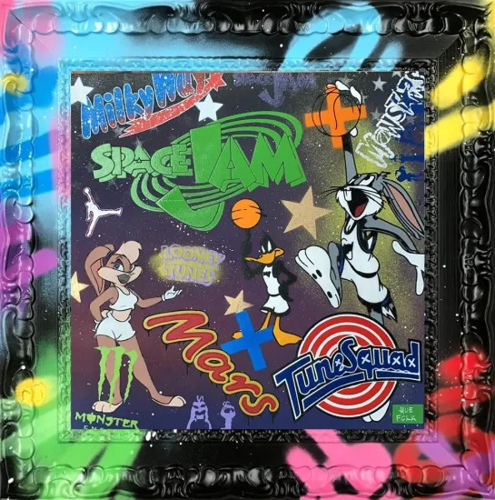 Space Jam - Original - Multi Colour Framed