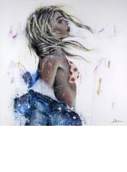 Star Gazing - Original - White Framed