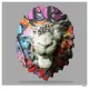 Street Safari - Graffiti Lion Head (Grey Background) - Large - Black Framed