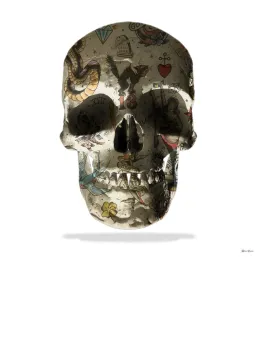 Tattoo Skull (White Background) - Large - Mounted