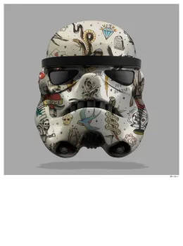 Tattoo Storm Trooper (Grey Background) - Large - Framed