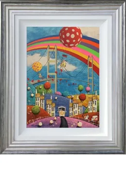 Thank You - Original - Blue And Silver Framed
