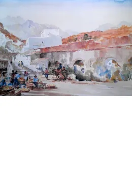 The Aquaduct by Francis Russell Flint - Mounted