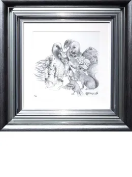 The Caucus-Race And A Long Tale - Sketch - Silver-Blue Framed