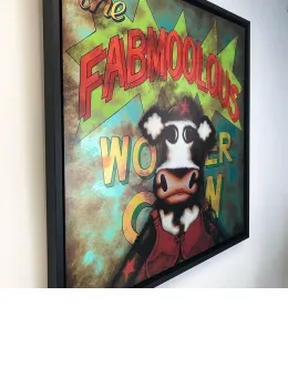The Fabmoolous Wonder Cow - Aluminium - Black Framed