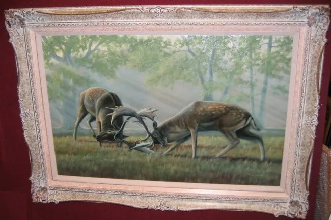 The Intruder - Stags - Original - Ornate Framed The Intruder - Stags - Original - Ornate Framed