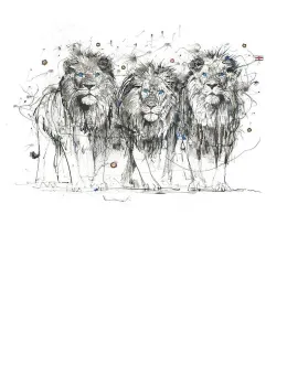 The Three Blue Lions - Mounted