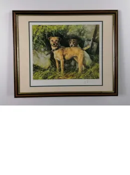 Two Terriers - Brown Framed