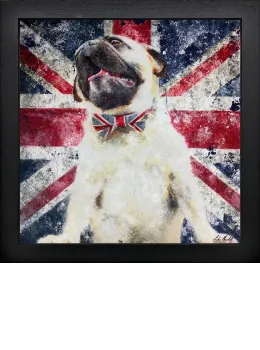 Union Jack Pug - Original - Black Framed