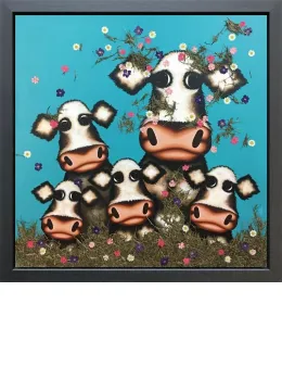 Was It You Little Moo? - Original - Framed - Box Canvas
