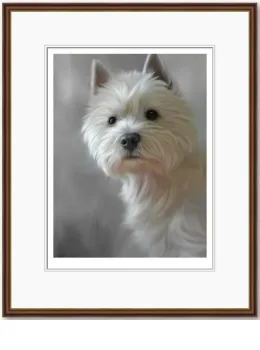 West Highland Terrier (40th Anniversary Image) - Dark Wood Framed