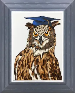 Wise Old Owl - Original - Dark Grey Framed