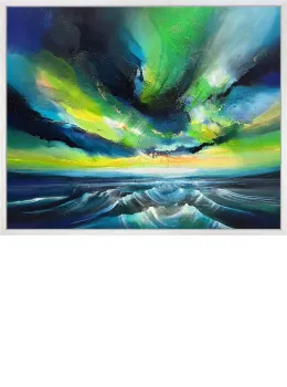 Aura Waves - Original - White Framed