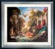 Baroque Gardens With Peacock - Black framed - Framed