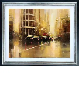 Downtown Rush Hour - Original - Framed