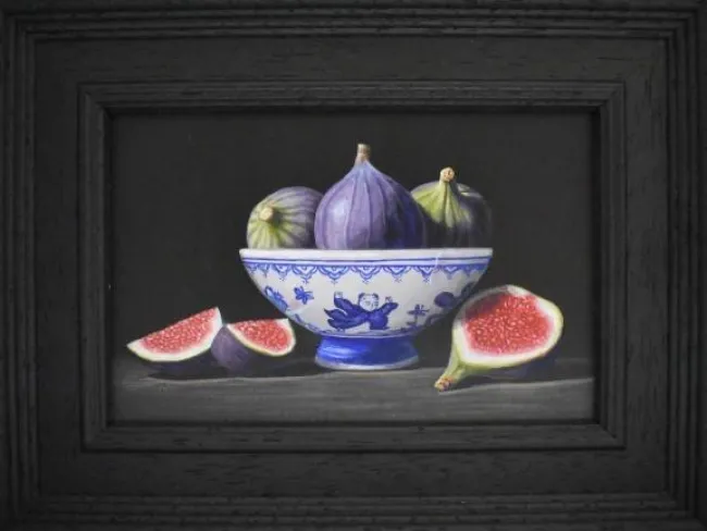 Figs in Oriental Bowl - Original - Black Framed