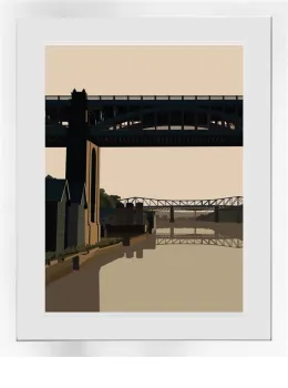 High Level Bridge - White Framed