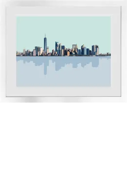 Manhattan Island - White Framed