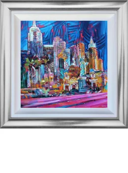 Neon City Lights - Original - Silver Framed