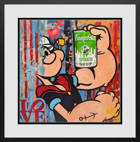 Popeye Loves Soup - Paper - Black Framed