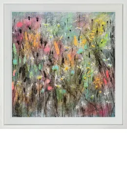 Rainbow Meadow - Original - White Framed