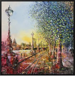 Sunrise Over London - Deluxe Canvas - Original - Framed