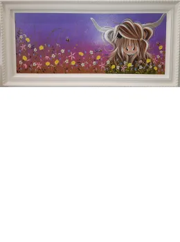 Moo On A Summers Evening - Original - White Framed