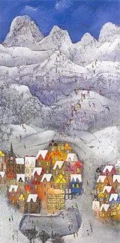 On The Piste (Skiing) - Original - Box Canvas