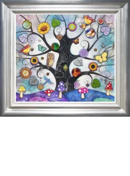 Blue Tree Of Charms - Silver-Blue Framed