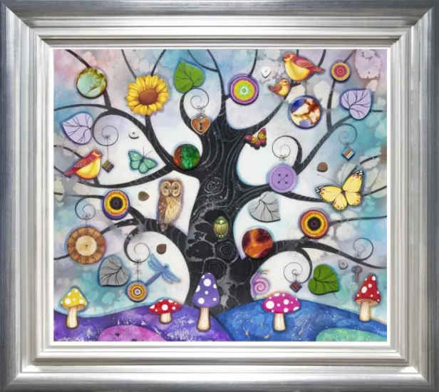 Blue Tree Of Charms - Silver-Blue Framed Blue Tree Of Charms - Silver-Blue Framed