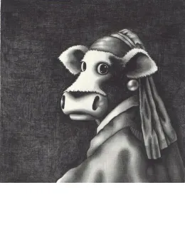 Study Of The Cow With The Pearl Earring - Mounted