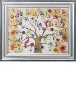 Tree Of Life - Oriental Gold XL Edition - Silver-Blue Framed